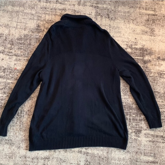 EUC HEAVY Knit Blue Cardigan Sweater with Collar and Long Sleeves - Picture 4 of 4